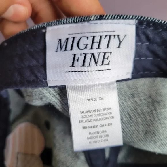 Mighty Fine Acid Wash Denim Embroidered‎ Heart American Flag Baseball Cap Hat - Picture 6 of 7